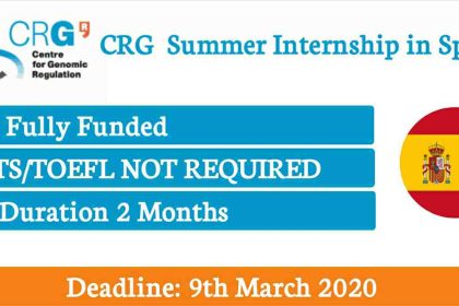 CRG Summer Internship in Barcelona Spain 2020 (Fully Funded) Internship in Spain