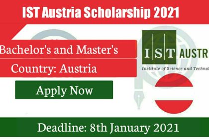 Institute of Science and Technology (IST) Fully Funded Scholarship 2021 In Austria