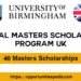 Birmingham Global Masters Scholarships 2024-25 (Study in the UK)