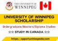University of Winnipeg President Scholarship 2024-25 (Study in Canada)