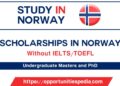 Scholarships in Norway Without IELTS 2024-25 (Study in Europe)