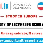 University of Luxembourg Scholarships 2025-26 (Study in Europe)