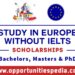 Study in Europe Without IELTS 2025-26 | Europe Scholarships