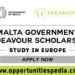 Malta Government Endeavour Scholarships Scheme 2025 (Study in Europe)