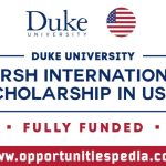 Karsh International Scholarship at Duke University 2025-2026, USA (Fully Funded)