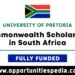 University of Pretoria Commonwealth Scholarship 2026 in South Africa