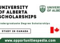 University of Alberta International Undergraduate Scholarships 2024-2025 in Canada