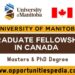 University of Manitoba Graduate Fellowship 2025-2026 in Canada