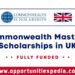Commonwealth Masters Scholarships in the UK 2026-27 (Fully Funded)