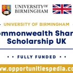 Commonwealth Shared Scholarship 2025 at the University of Birmingham