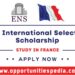 ENS International Selection Scholarship 2026 in France