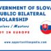 Government of Slovak Republic Bilateral Scholarships 2025
