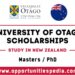 University of Otago Scholarships 2025-2026 (Study in New Zealand)