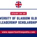 University of Glasgow Global Leadership Scholarships 2025-26 | Study in the UK