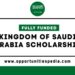 Kingdom of Saudi Arabia Scholarships 2025 | Fully Funded