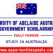 University of Adelaide Australian Government Scholarship 2025-2026 (Fully Funded)