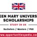 Queen Mary University Scholarships 2025-26 (Study in UK)