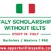 Italy Scholarships 2025-26 Without IELTS (Study in Italy)