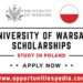 University of Warsaw Scholarships 2025-26 | Study in Poland