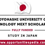 Toyohashi University of Technology MEXT Scholarship 2026 in Japan (Fully Funded)