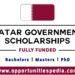 Qatar Government Scholarships 2025-2026 | Fully Funded